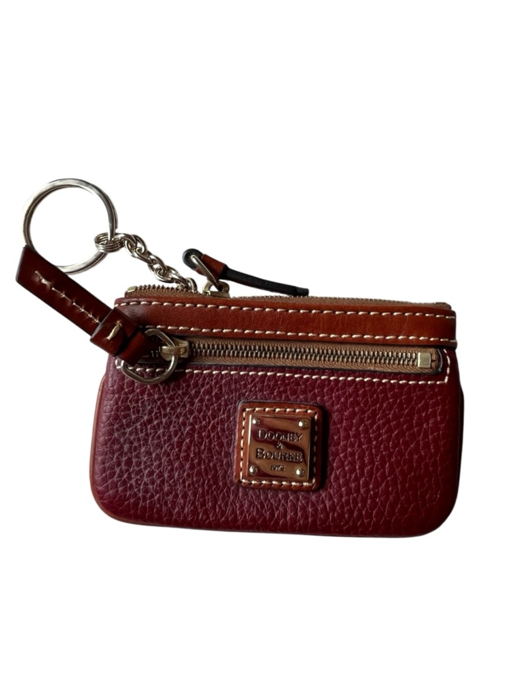 DOONEY & BOURKE PEBBLE GRAIN SMALL COIN CASE WALLET BURGUNDY